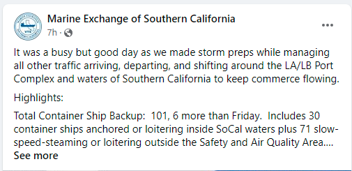 News of cargo vessel congestion